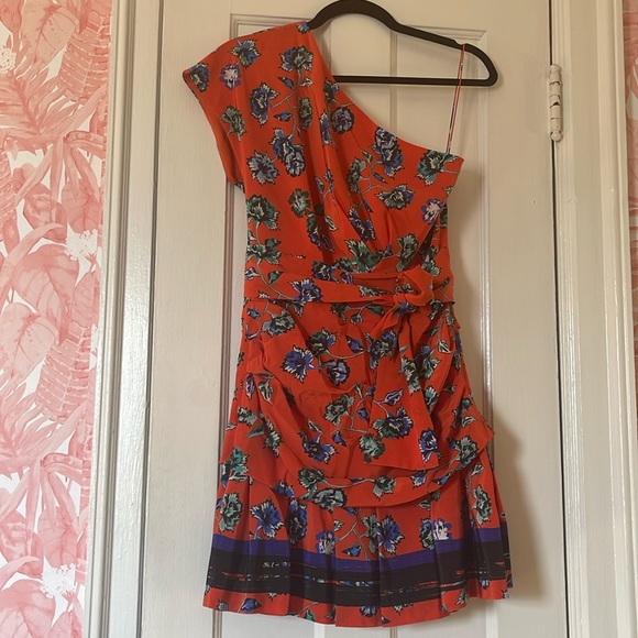 10 Crosby Derek Lam Dresses & Skirts - Derek Lam 10 Crosby; one-shoulder 100% silk orange floral dress NWT; size 6
